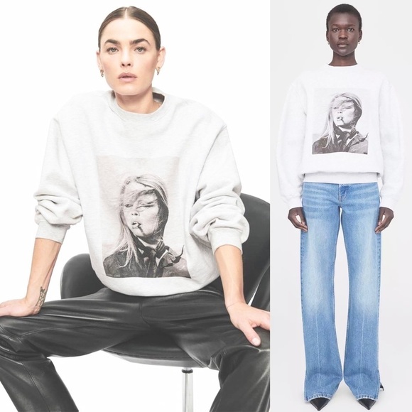 ANINE BING TERRY O’NEILL Brigitte Bardot Crewneck Ramona Pullover Sweatshirt XS - Picture 9 of 16